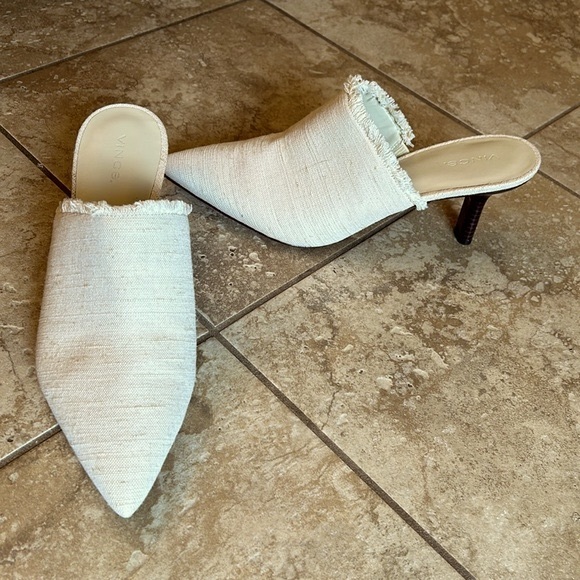 Vince Penelope frayed hem ivory mule slip on heel - NWT - Picture 2 of 7